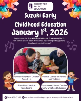 Calling all new and expecting parents, join us in January for our Suzuki Early Childhood Education class! 

Suzuki Early Childhood Education (SECE) is a program in which a mixed age group of children meet weekly, building on concepts and skills laid out in the SECE repertoire while interacting with one another, their parents, and the teachers. The parent plays a central role in all activities in the belief that the parent is the child’s first and most important teacher. Through parent participation in prenatal, baby, and preschool classes, parents become partners in providing an enriched natural environment for the growth of their children.

#FultonPlaceCommunityLeague #Capilano #Fulton #suzukiviolinmethod #suzukimethod #cello #violin #viola #bass #guitar #piano #Edmontonmusicscene #EdmontonSchools #earlychildhoodlearning