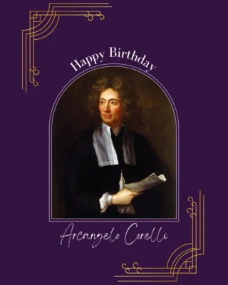 Today in composer birthdays: Arcangelo Corelli (1653 - 1713). The violinist, conductor, and composer was a trailblazer for the virtuosic string repertoire, especially for violin, pushing musical forms beyond intimate chamber settings (sonatas, trios) and towards concert halls and extravagant ballrooms (concerti grossi and symphonies). He was known to work as a great concert manager, hiring up to 150 musicians to perform his own works (and that's just for one function!) Corelli stood on the precipice of the old renaissance style of music, and helped pave the way for the "new" Baroque style at the time, his harmonic language normalized the styles heard in the music of Antonio Vivaldi and Johann Sebastian Bach.