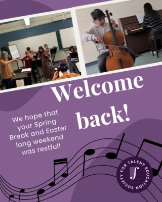 Welcome Back!! We hope you had a restful spring break, we're excited to get right back to the music. Private lessons are in session, group classes begin next week!