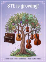 STE is growing! 🌱 We're a community of growth where every child can bloom through music. As Dr. Suzuki said, "Where love is deep, much can be accomplished" — and we see that every day in our young musicians. Come make music with us: violin, viola, cello, double bass, piano, guitar, and voice lessons for kids — and parents are welcome to join in too! Take lessons alongside your child, or try one of our adult lesson packages. 🎶